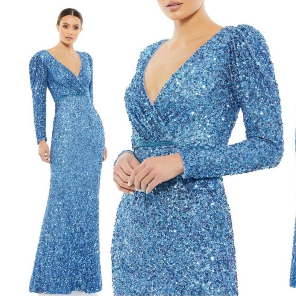 Blue Gown beaded evening - Picture 1 of 4